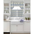 thumbnail image 4 of Blue Green Geometric Kitchen Curtains Sets 24 Inch Length with Valance, Southwest Ethnic Country Swag Valances and Tiers Curtain Set Drapes Swag Curtains for Living Room, Bathroom, Bedroom, Cafe, 4 of 6