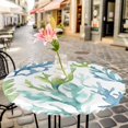 thumbnail image 3 of Blue Teal Coral Elastic Fitted Round Table Cover Watercolor Green Waterproof Outdoor Tablecloth for Holiday Party, Picnic, Patio & Dining Fits Tables Up to 55"-60", 3 of 8