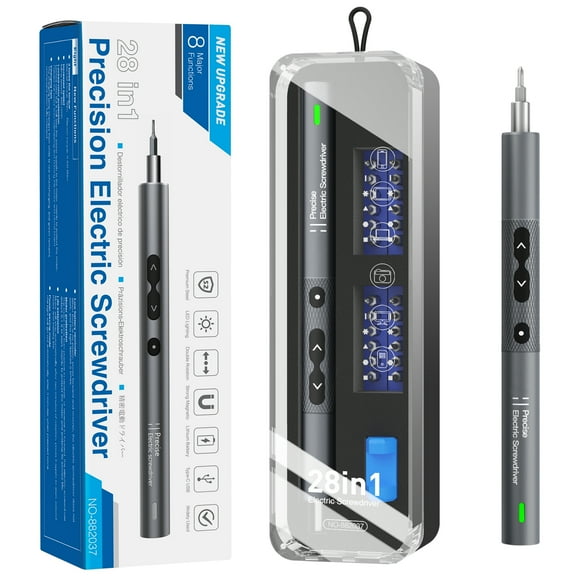E·Durable Mini Electric Screwdriver Set 28 in 1 Cordless Power Precision Screwdriver Set with 24 Bits Rechargeable Portable Magnetic Repair Tool Kit with LED Lights for Camera Laptop Phone Watch