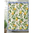 thumbnail image 3 of Summer Lemon Waterproof Fabric Shower Curtain, Green Botanical Watercolor Fruits Blue Shower Curtain for Bathroom Curtains Bathtubs Hotel Washable Shower Curtains with 12 Hooks Extra Long 72x96, 3 of 6