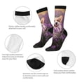 thumbnail image 3 of Haiem Dog in Lavender Flowers Pattern Crew Socks – Soft & Durable Moisture-wicking Socks, Stay-Up Fit for Business, Work, and Casual Wear Size 5-11, 3 of 6