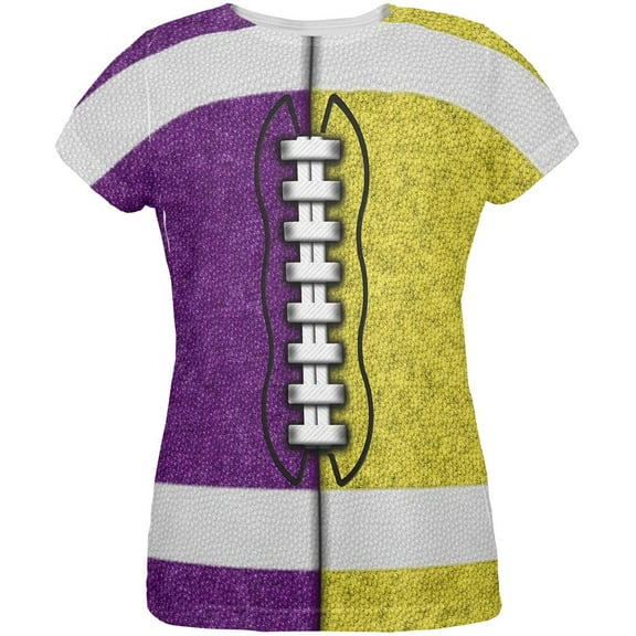 Fantasy Football Team Purple and Yellow All Over Womens T Shirt Multi MD