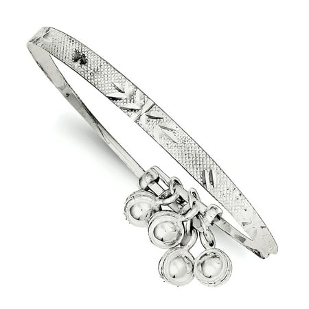 925 Sterling Silver Textured Bell Childrenexpandable Bangle Bracelet ...