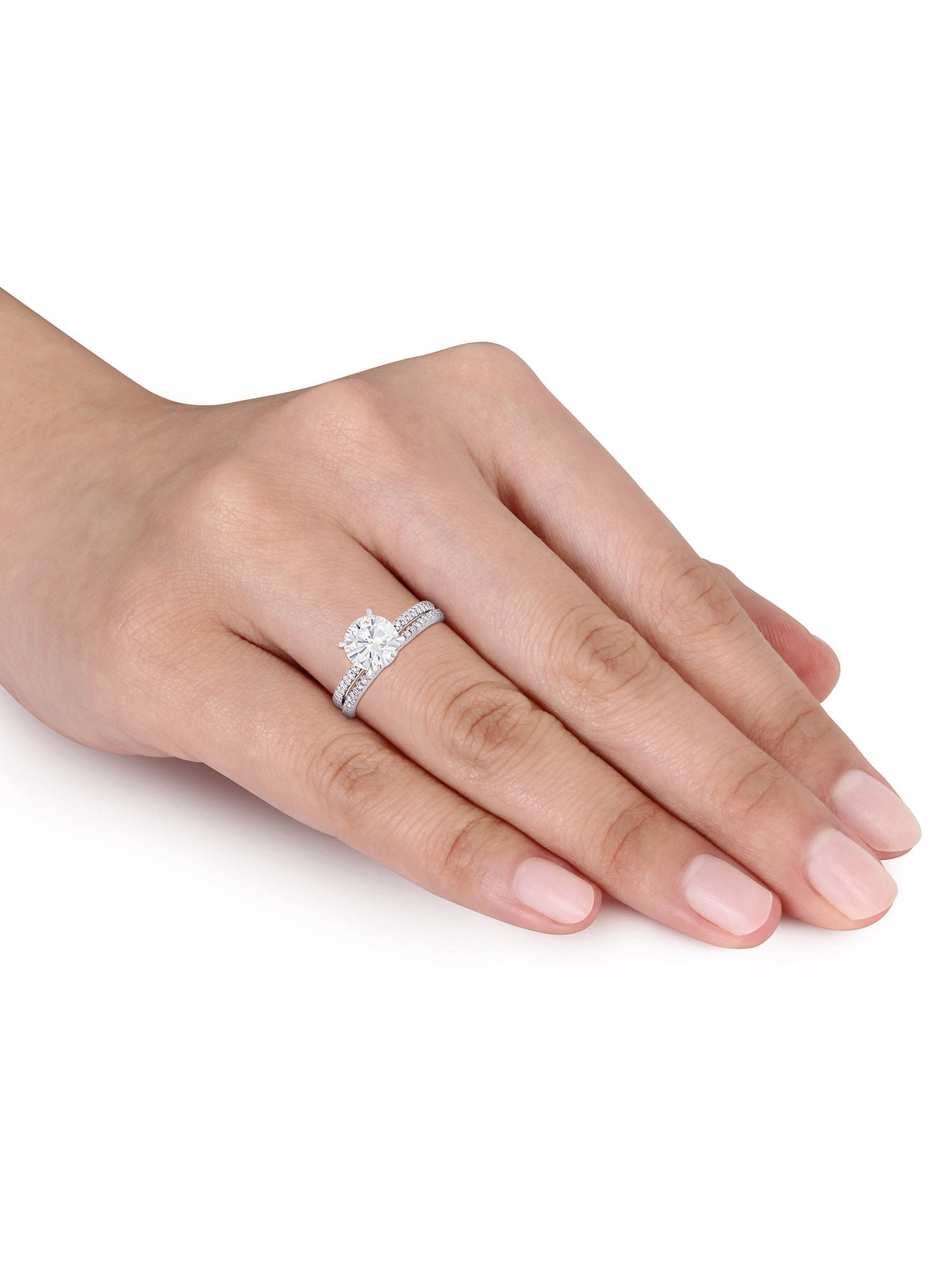 Everly Women's Created Moissanite and Diamond 14k White Gold Bridal Set