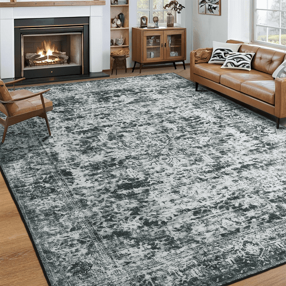 Ultrug Vintage Rugs Modern Area Rug Washable Indoor Carpet for Bedroom Living Room Home Decor,4'x6',Dark Gray