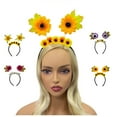 thumbnail image 2 of FENOHREFE Sun Flower Hairhoop Flower Headband Bright Color Hairband Comfortable Wear for Music Festivals and Parties, 2 of 7