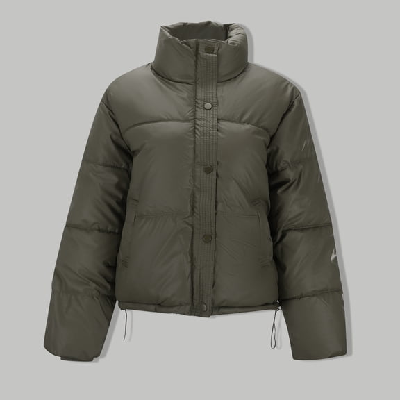 Solid Color Stand Collar Loose Thick Bread Suit Small Padded Jacket Womens Long Wool Coats Winter Puffy Jackets for Women Cute Coats for Women Cute Winter Coat Warm Clothes for Women plus Size Long