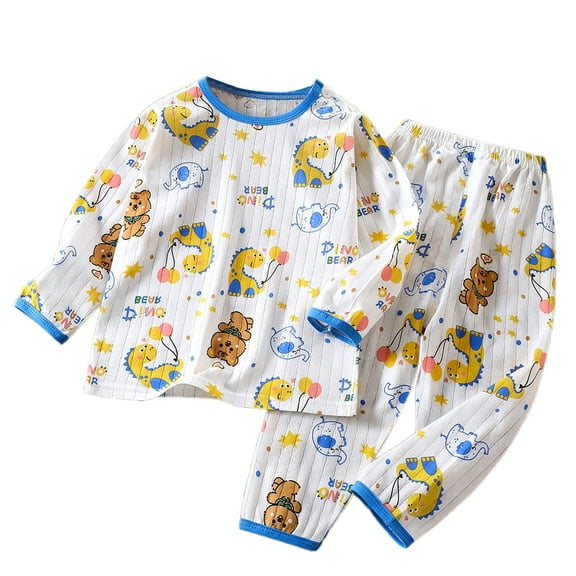 Utlike Boys Pajama Set Summer Thin Long Sleeve Pant Pajama Set For Homewear Comfortable Printing Sleepwear Boy Photoshoot Outfit Size 18 Months-24 Months