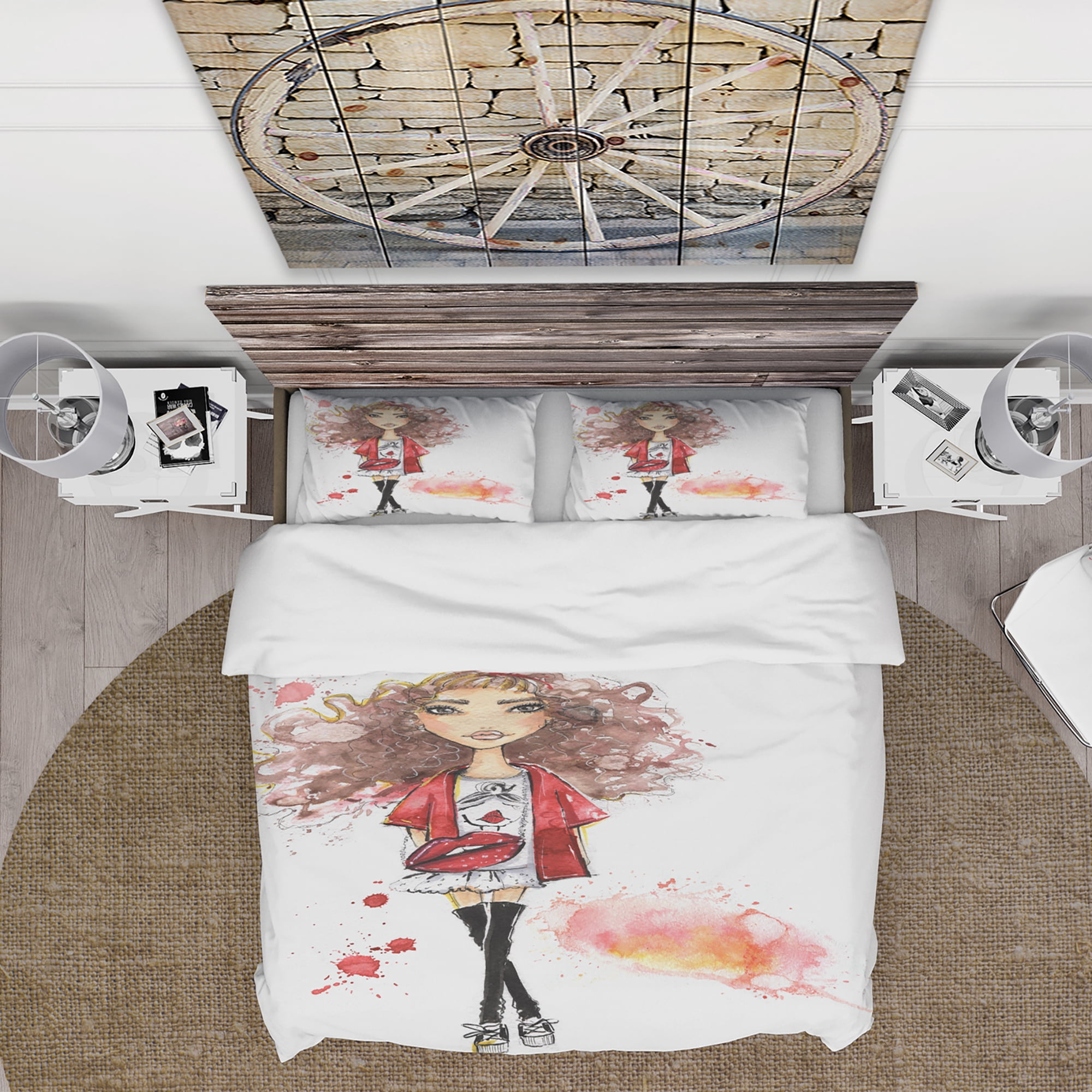 Designart 'Fashionable teenage girl' Glamour Duvet Cover Set