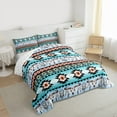 thumbnail image 3 of jejeloiu Vintage Aztec Geometric Bedding Comforter Set,Rustic Bull Skull Twin Comforter Sets,Ancient Dreamcatcher Bedding Set For Adult,Breathable Home Decor Reversible,2 Pieces, 3 of 8