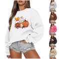 thumbnail image 1 of Sentmoon Hauts d'Automne pour Femmes 2025 Surdimensionné à Manches Longues Col Rond Chandail d'Halloween Ample avec Imprimé T-Shirts pour Femmes Mode Urbaine Hiver pour Fêtes d'Halloween et Événements Costumés Blanc TG, 1 of 4