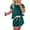 Dark-green, variant on Womens 2 Piece Skort Set Color Block Short Sleeve Drop Shoulder Top Matching Drawstring Skirt Casual Lounge Summer Tracksuits Outfit