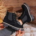 thumbnail image 4 of Womens Ankle Boots Suede Lace up Lug Sole Stretch Riding Booties Round Toe Punk Studded Winter Short Boots, 4 of 7