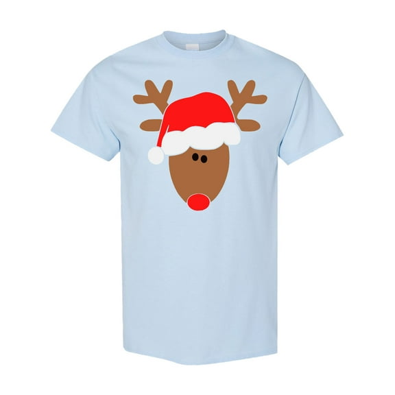 Inktastic Christmas Cute Reindeer in Santa Hat T-Shirt