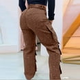 thumbnail image 5 of RYRJJ Womens Rhinestone Jeans Baggy Y2K High Waisted Straight Wide Leg Cargo Jean Trousers Sparkly Bling Glitter Denim Pants with Pockets(Brown,L), 5 of 5