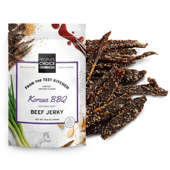 People's Choice Beef Jerky Korean BBQ Sweet & Savory - 9g Protein - 16 Ounce Bag