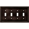 BRAINERD 64773 Beaded Quad Toggle Switch Wall Plate/ Cover, Tumbled Antique Brass
