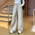thumbnail image 2 of OSOLU Girls Pants Casual Straight Leg Cargo Joggers Solid Color with Pocket Drawstring Vibrant Holiday Trousers, 2 of 7