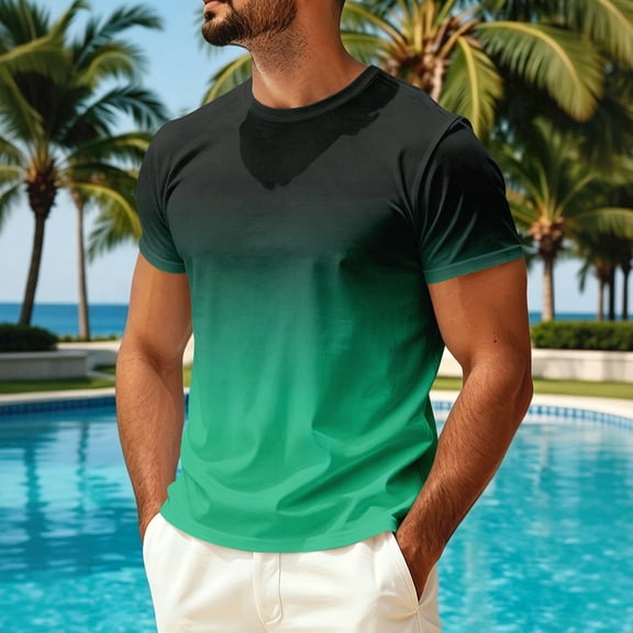 Dwellite Men's Guard Short Sleeve, Sun Swim Crew Neck Shirts, Quick Dry Lightweight Surf Beach T-Shirt Dark Green 2XL