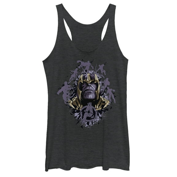 Women's Marvel Avengers: Endgame Thanos Inkblot Frame Racerback Tank Top Black Heather Small