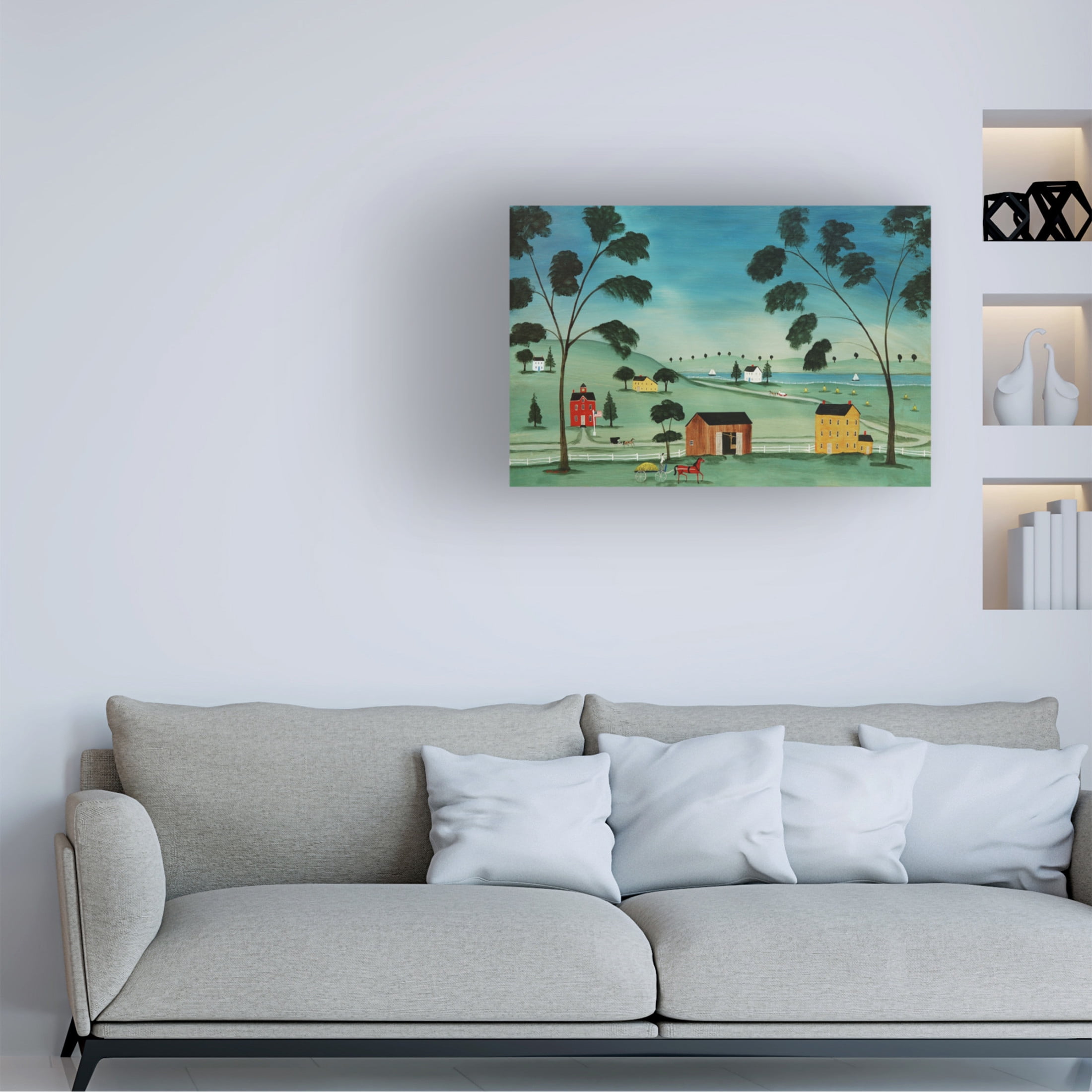 Canvas Wall Art - C Munro 'Country Scene On Wood' Wall Art for Living Room, Bedroom, or Office Décor by Trademark Fine Art - 24 x 16 Inches