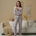 thumbnail image 6 of MecTo Women Pajamas Sets, Lady Button Down Shirts and Wide-Leg Pant with Pockets PJ, 2 piece, Size M, 6 of 9