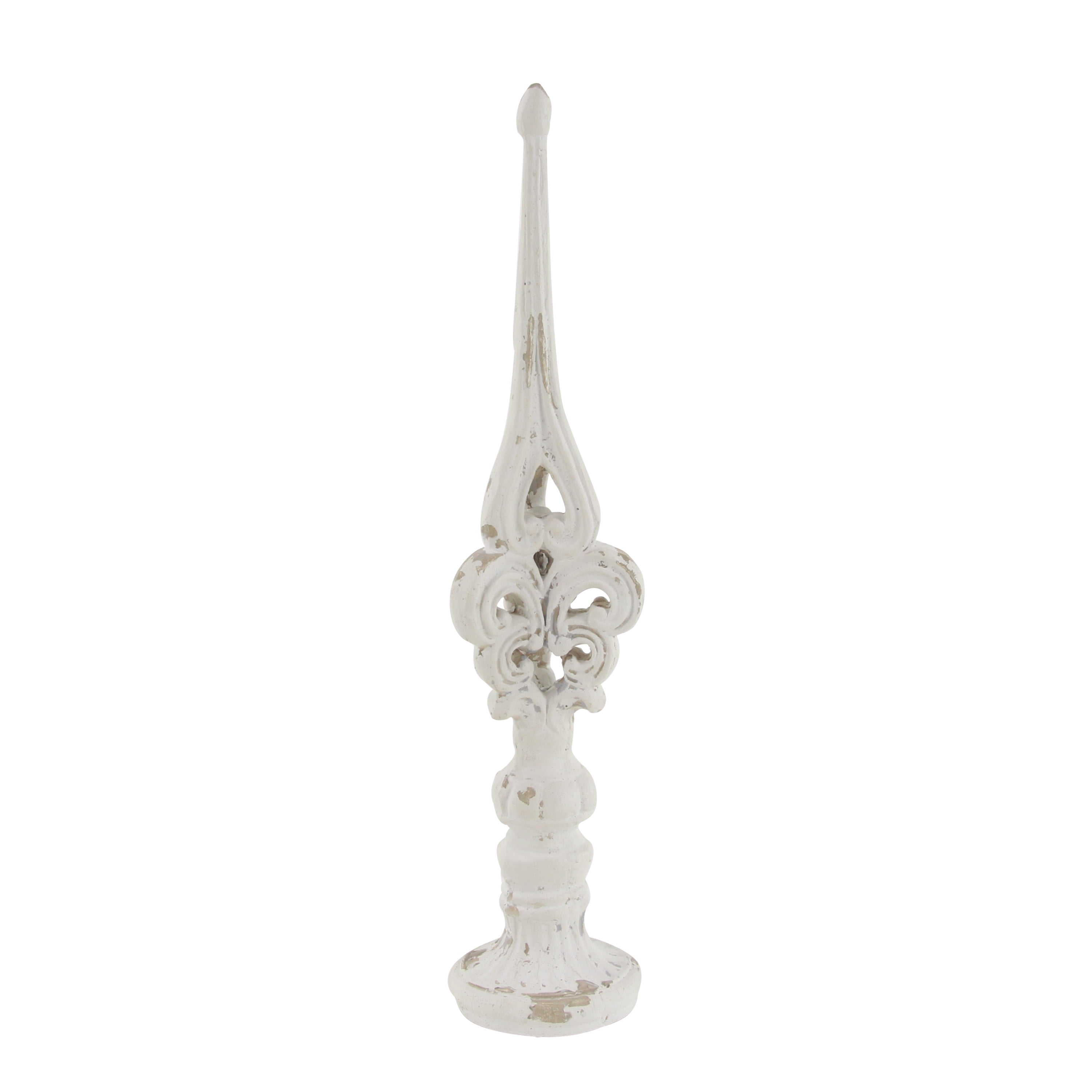 DecMode Fiberglass Vintage Finial Sculpture, White