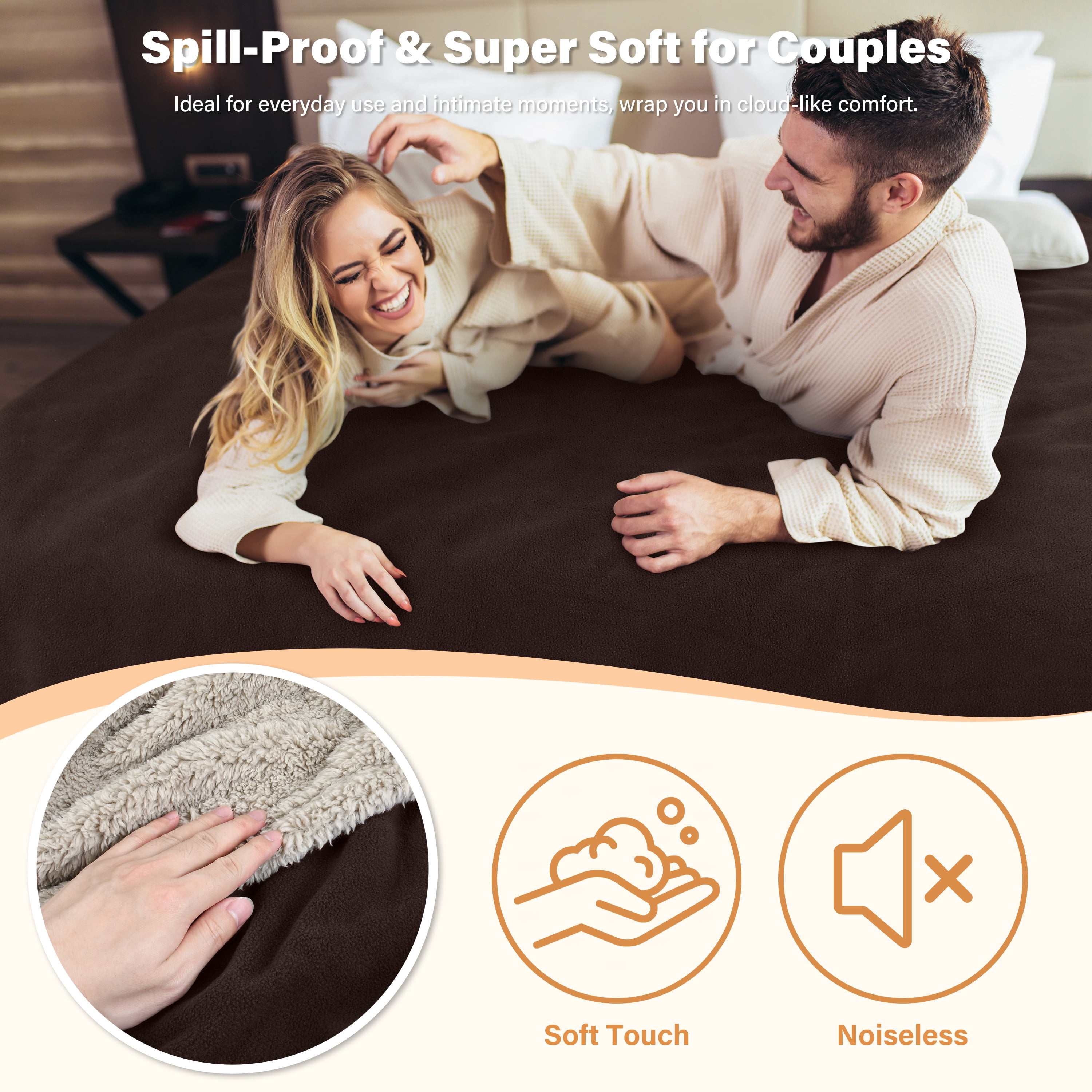 Catalonia Waterproof Blanket for Baby, Pee Proof Pet Cover for Couch Bed, Reversible Sherpa Fleece Throws for Relaxing Traveling Camping, Brown/Tuape, 60"" x 50"".