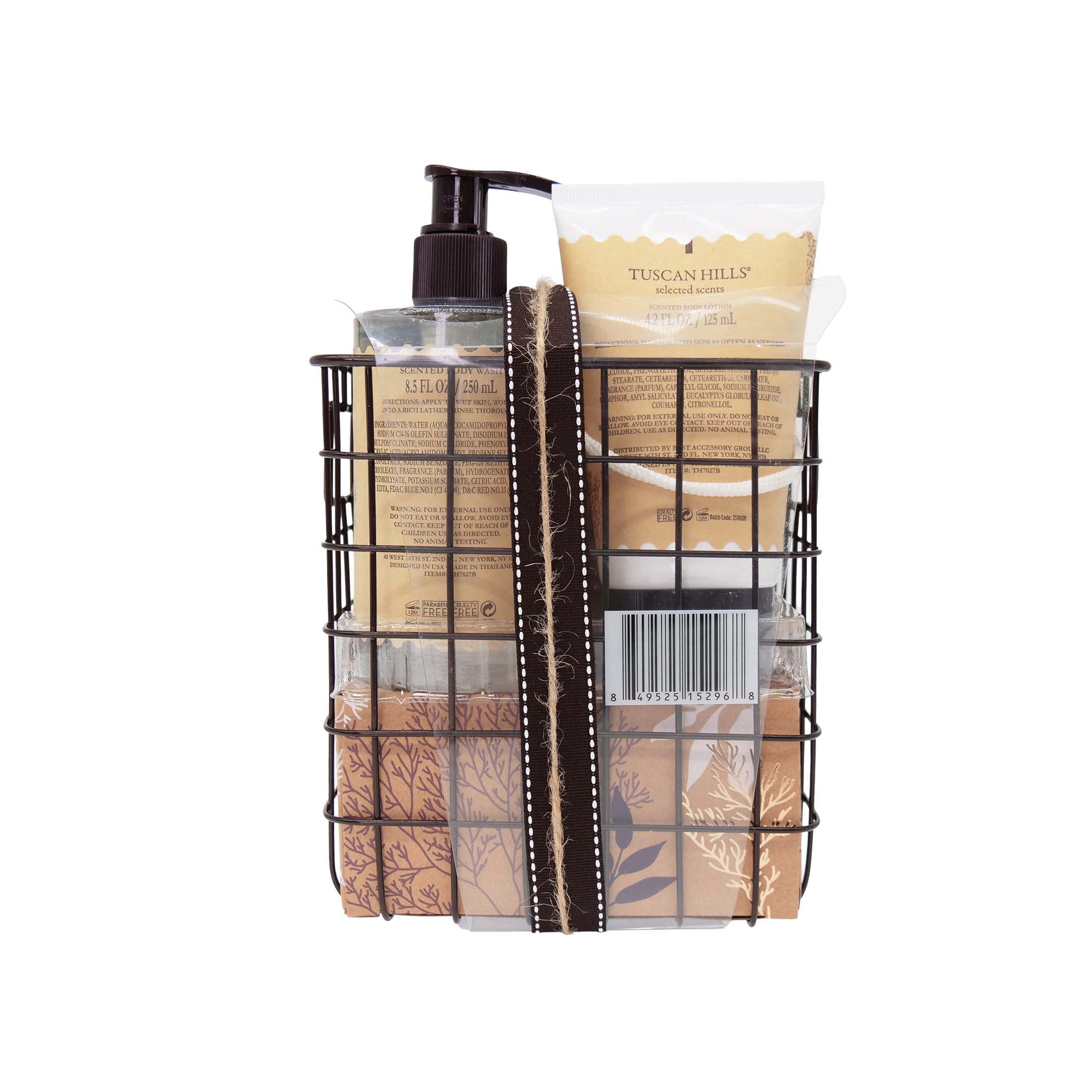 Tuscan Hills Body Care Gift Set with Shower Caddy, French Lavender Scent, 6 Piece
