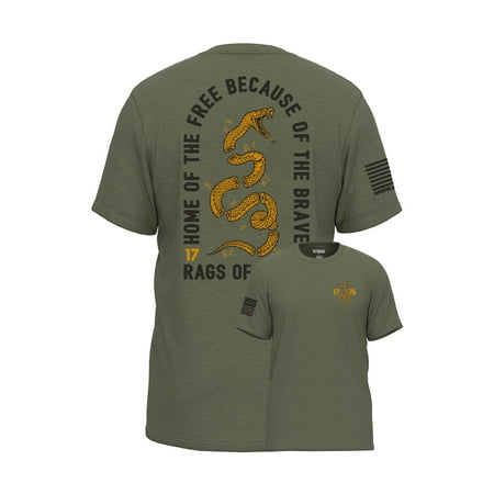 Rags of Honor All Gender Short Sleeve Patriotic Home of the Free Because of the Brave Snake Graphic Tee Shirt, Mens Sizes S-5XL