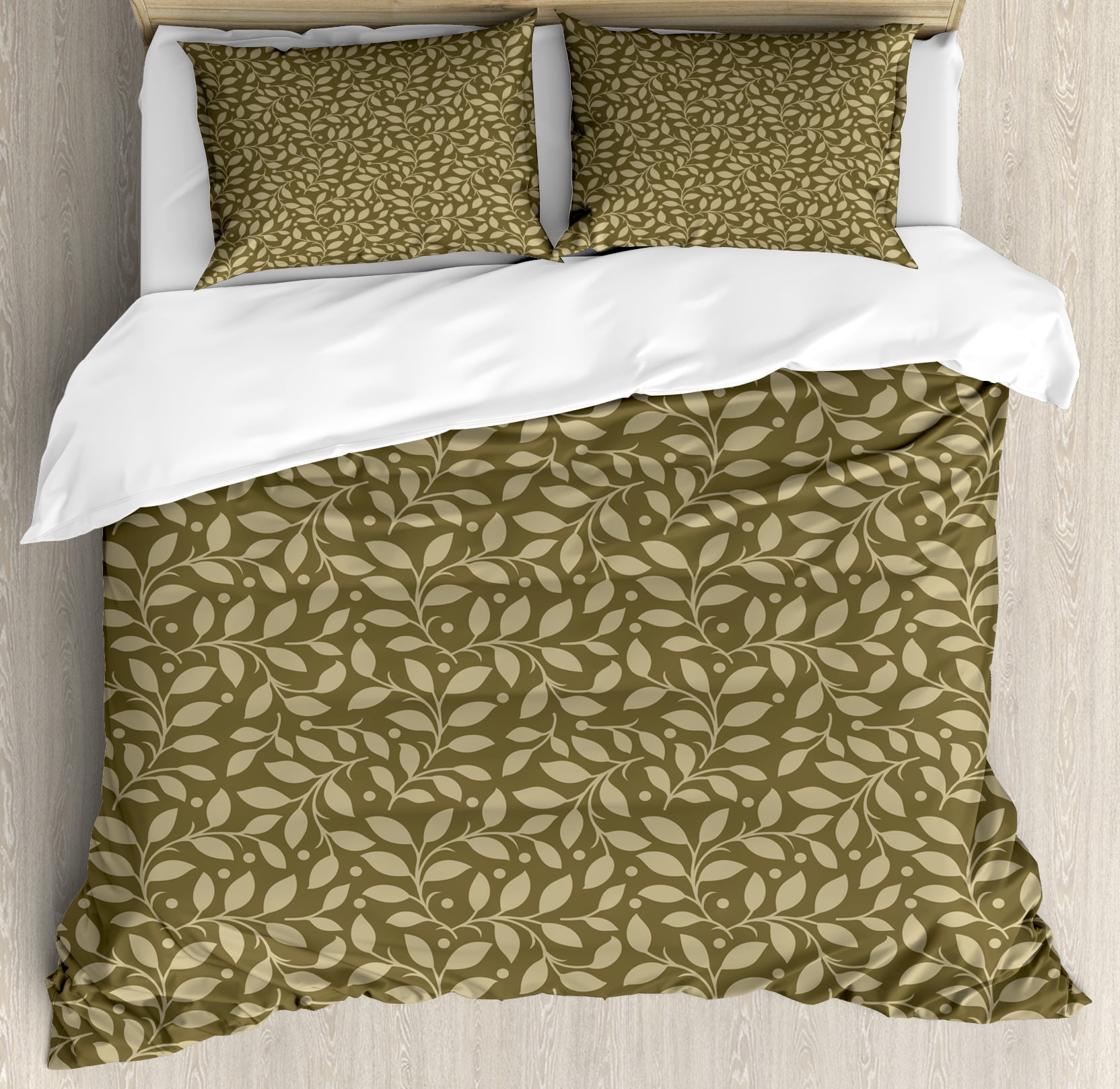Leaves Queen Size Duvet Cover Set Old Fashioned Style Abstract Leaves Queen Size Duvet Cover Set Old Fashioned Style Abstract Leafy Branches With Dots Retro Antique Decorative 3 Piece Bedding 2 Pillow