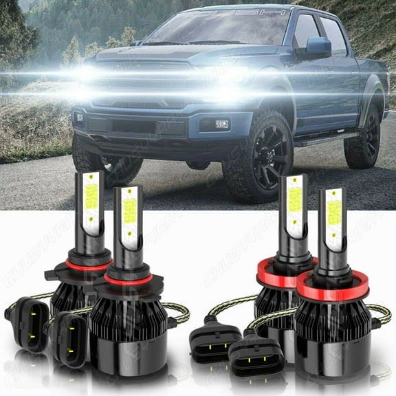 For Ford F 150 2015-2021 Front LED Headlight High-Low Beam Bulbs Kit Oty of 4