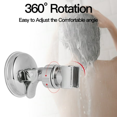 

Shower Head Holder Wall Mounted Adjustable Shower Spray Bracket with Vacuum Suction Cup for Home Hotel Bathroom Silver