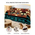 thumbnail image 4 of Turquoise Red Couch Cover for 2 Cushion Couch, Southwest American Native Abstract Pattern Washable Love Seat Sofa Covers Slipcover, Throw Sofa Covers for Pets, Furniture Protector 71"x102", 4 of 9