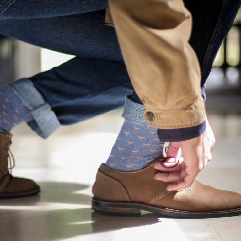 Pierre Henry Men's Mid-Calf Dress Socks - Colorful Cotton Blend With Stay-Up Design
