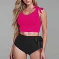thumbnail image 1 of Aqestyerly Women's Color Block Bandage Bikini Set - Two Piece Swimwear with Adjustable Straps & Full Coverage, 1 of 7