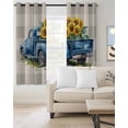thumbnail image 2 of Blue Truck Yellow Sunflower Blackout Curtains for Bedroom Living Room Darkening Curtains 84 Inch Length 2 Panels Set Summer Grey Plaid Vintage Window Curtain Window Treatment Grommet Drapes 42"x84", 2 of 9