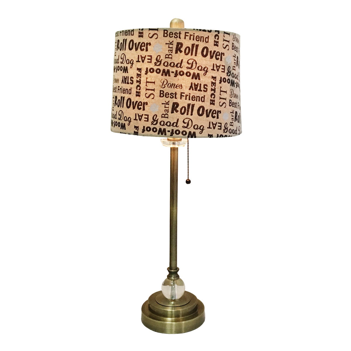 Detector niemand Lucht Royal Designs 28" Crystal and Antique Brass Lamp with Cream and Brown Dog  Lover Print Drum Hardback Lamp Shade, Set of 2 - Walmart.com