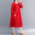 thumbnail image 4 of Sexlip Womens Midi Dress Long Sleeve Lace Design Soft Fabric Flared Silhouette for Formal Occasions Red XXL, 4 of 5