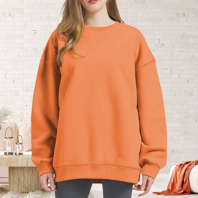 Pxiakgy Vente Chaude!! Sweatshirts Oversize pour Femmes, Sweats à Capuche, Pulls Col Rond, Hauts Décontractés, Tenues de Mode Printemps Automne, Vêtements de Sport 2025, Veste Sweat-Shirt, Pantalon Orange 3TG