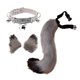 thumbnail image 5 of Juego de orejas y cola de piel sintética para disfraz de cosplay, accesorios para el pelo, de lujo, felpa para carnaval, cumpleaños, decoración gris negro Fernando Cola para la cabeza, 5 of 8