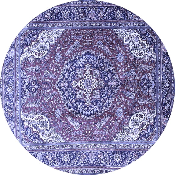 Ahgly Company Machine Washable Indoor Round Persian Blue Traditional Area Rugs, 4' Round