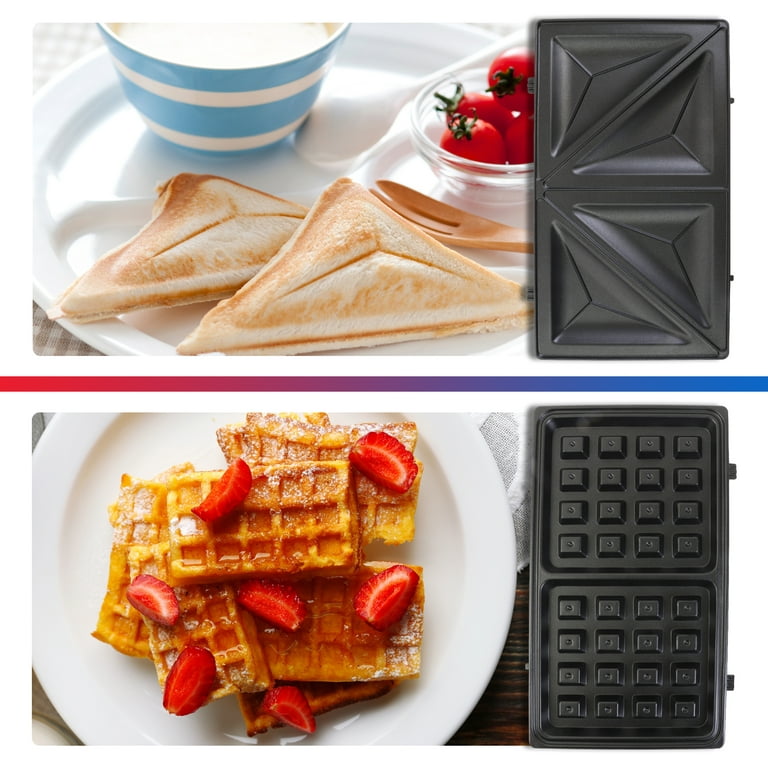 Total Chef 4-in-1 Waffle Maker, Indoor Grill, Sandwich Maker, Panini Press, Electric  Griddle, Toaster, Removable Non-Stick Cast Iron Plates, Perfect for Grilled  Cheese, Breakfast, Omelets 