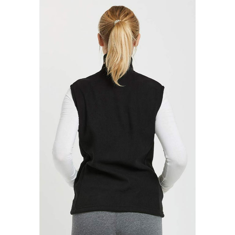 DailyWear Womens Full-Zip Plush Polar Fleece Vest Black, Small