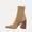 camel, variant on Women  Pointed Toe Ankle Boots with Block Heels  Slip on Style with Ribbed Knit Sock Design