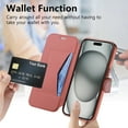 thumbnail image 3 of Cases for iPhone 15 Case with Card Holder [Compatible with MagSafe] [Camera Lens Protector] [RFID Blocking]  Plating Clear Case 2 in 1 Detachable Flip Wallet for iPhone 15, Red, 3 of 11