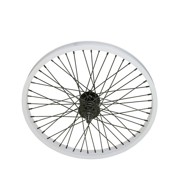 Bike 20 x 2.125 Alloy Rear Wheel 9T Driver 48 Spoke 14gSS/Black 14mm Axle Sealed Bearing Double Wall White.