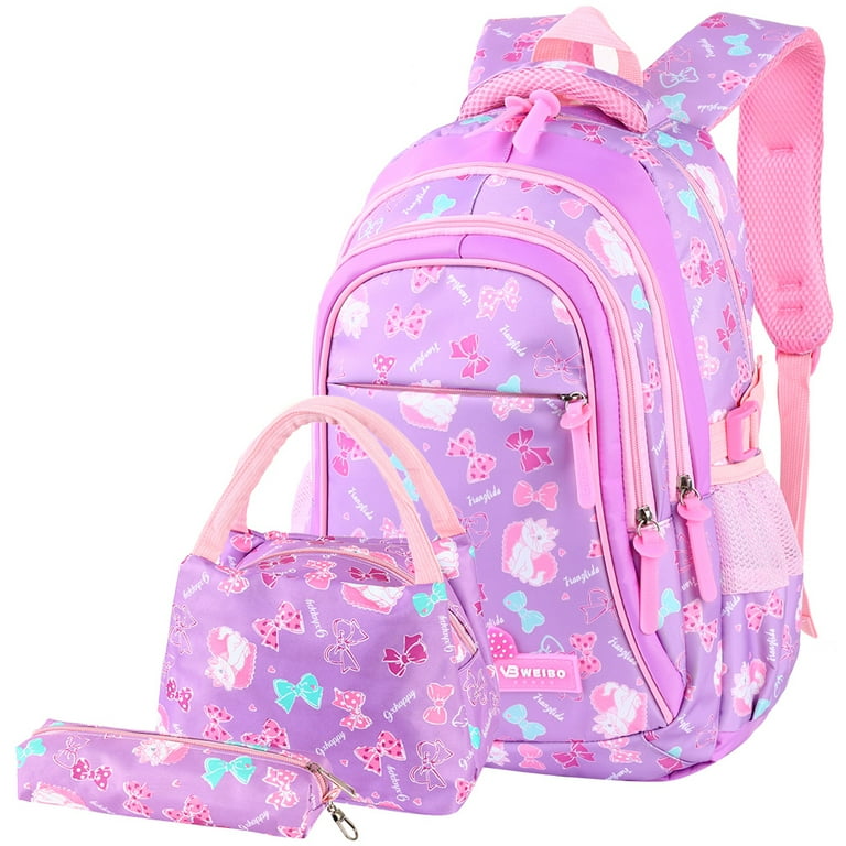 Set of 3 Backpack, Teens Adorable School Backpack Set Nylon Girls School  Bags, Cute Bow Knot Bookbags 