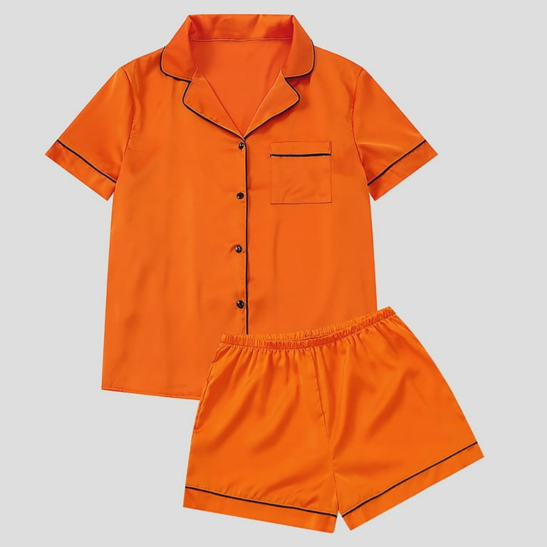AMATERAS SATIN PAJAMA SHIRT 琥珀(ORANGE) Chic Comfort Satin Pajama Shirt / 琥珀(orange) – AMATERASJAPAN