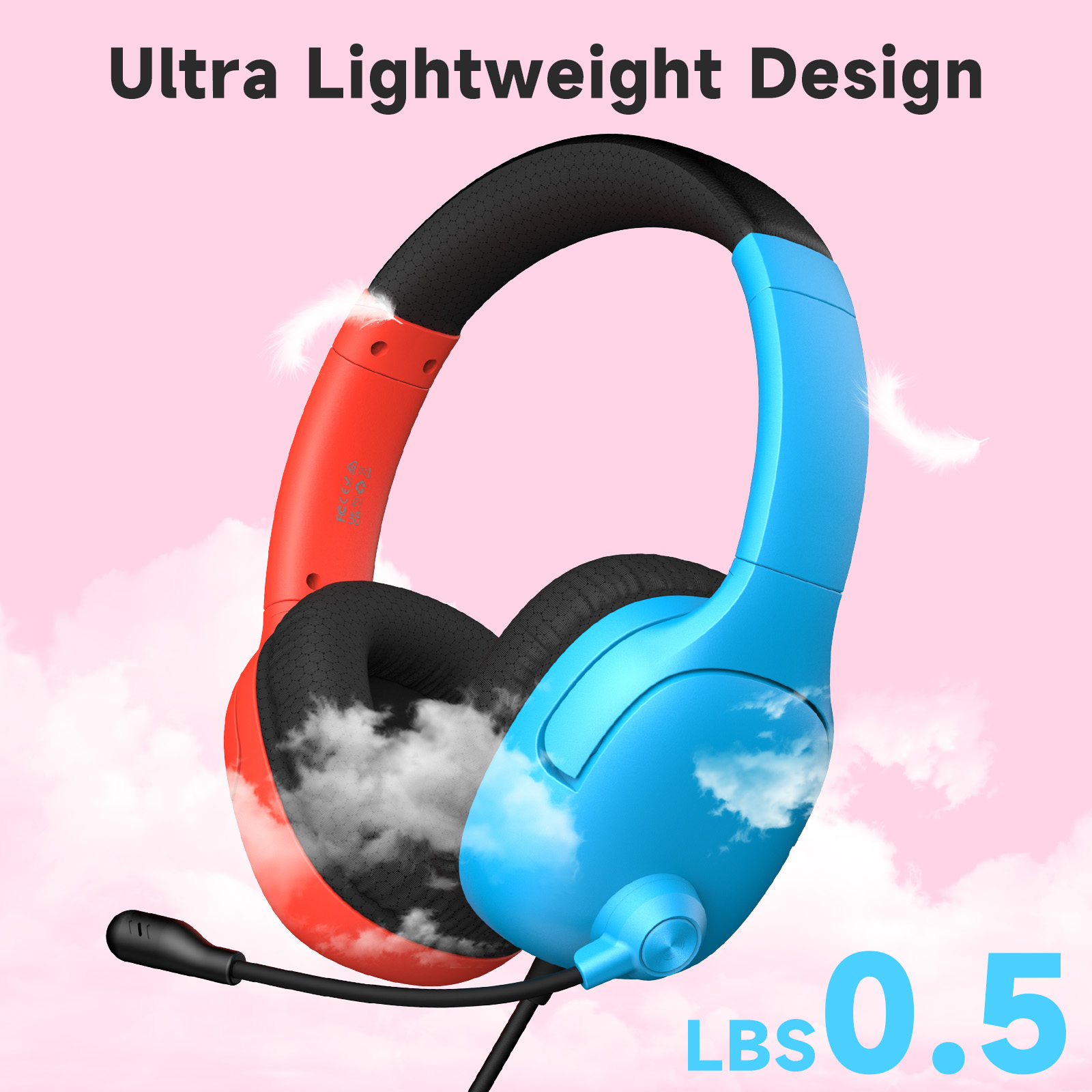 Fonhaid Gaming Headset with Noise-Canceling Mic, Red & Blue photo 4